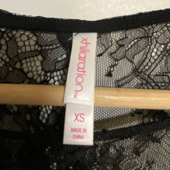 Xhilaration Black Sheer Lace Midi Dress XS Floral Mesh Overlay - Picture 6 of 10